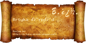 Brtyka Árpád névjegykártya